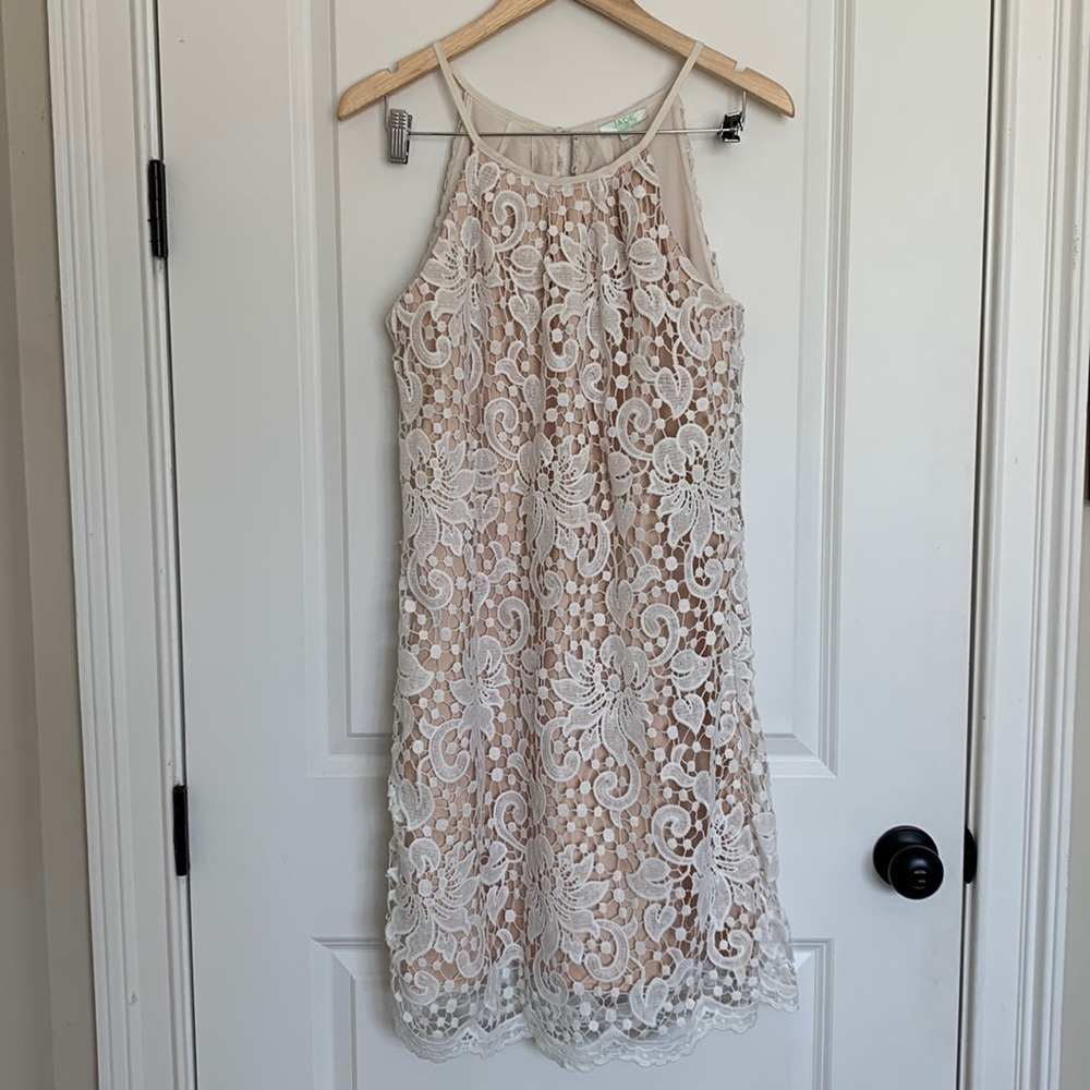 Jade Melody Tam Women’s Lace Overlay Dress Cream L